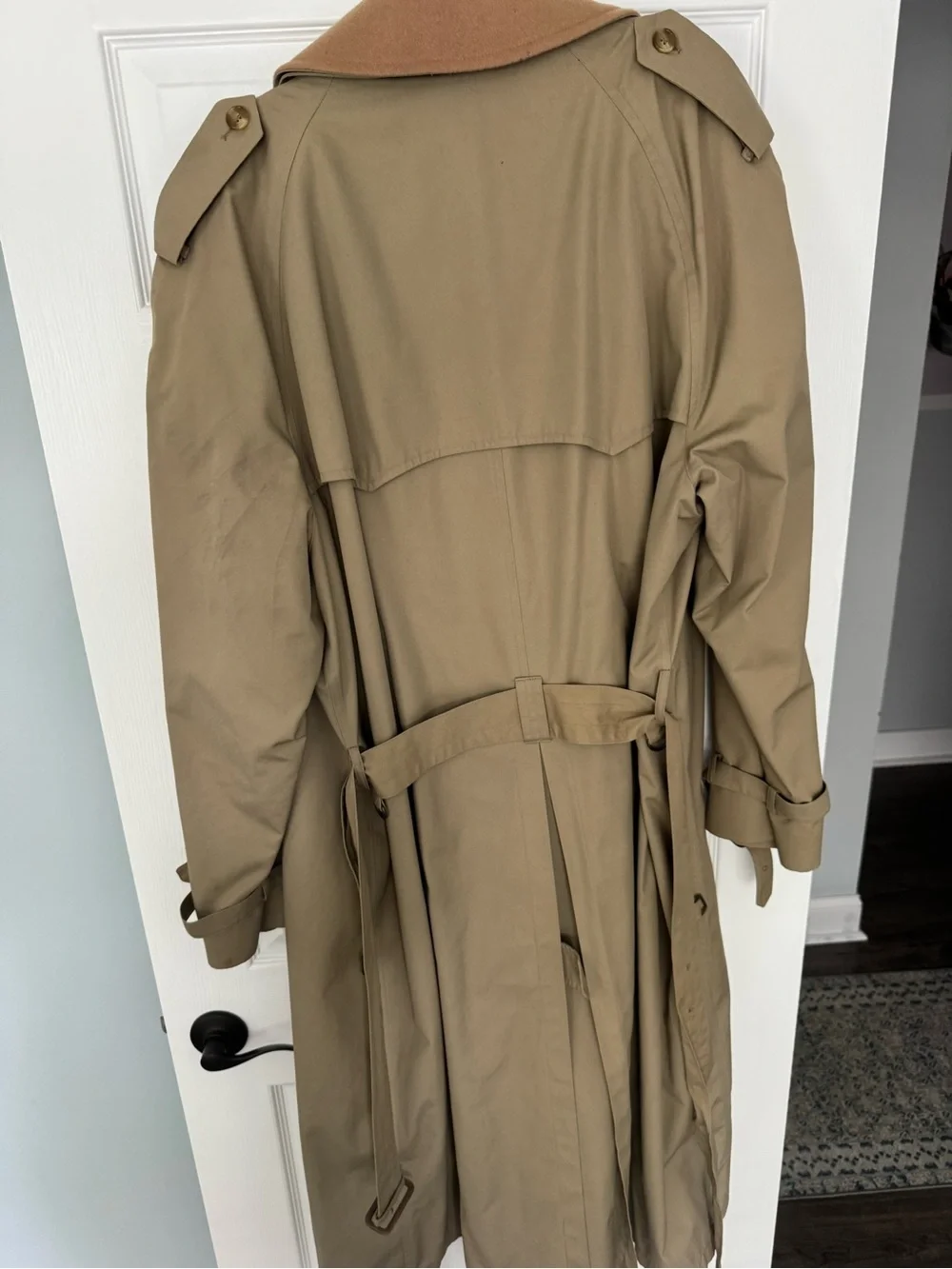 Classic Trench Coat with Check Lining - Tan Collar